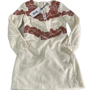 Nexiia Dress Womens Small Cream Embroidered Paisley Knit Mini StyleWe